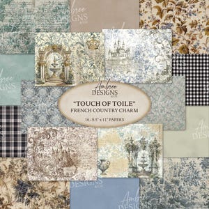 Papel higiénico atemporal, 8,5 x 11, encanto campestre francés, elegancia clásica, hermoso álbum de recortes, páginas de diario digital, tarjeta de felicitación romántica