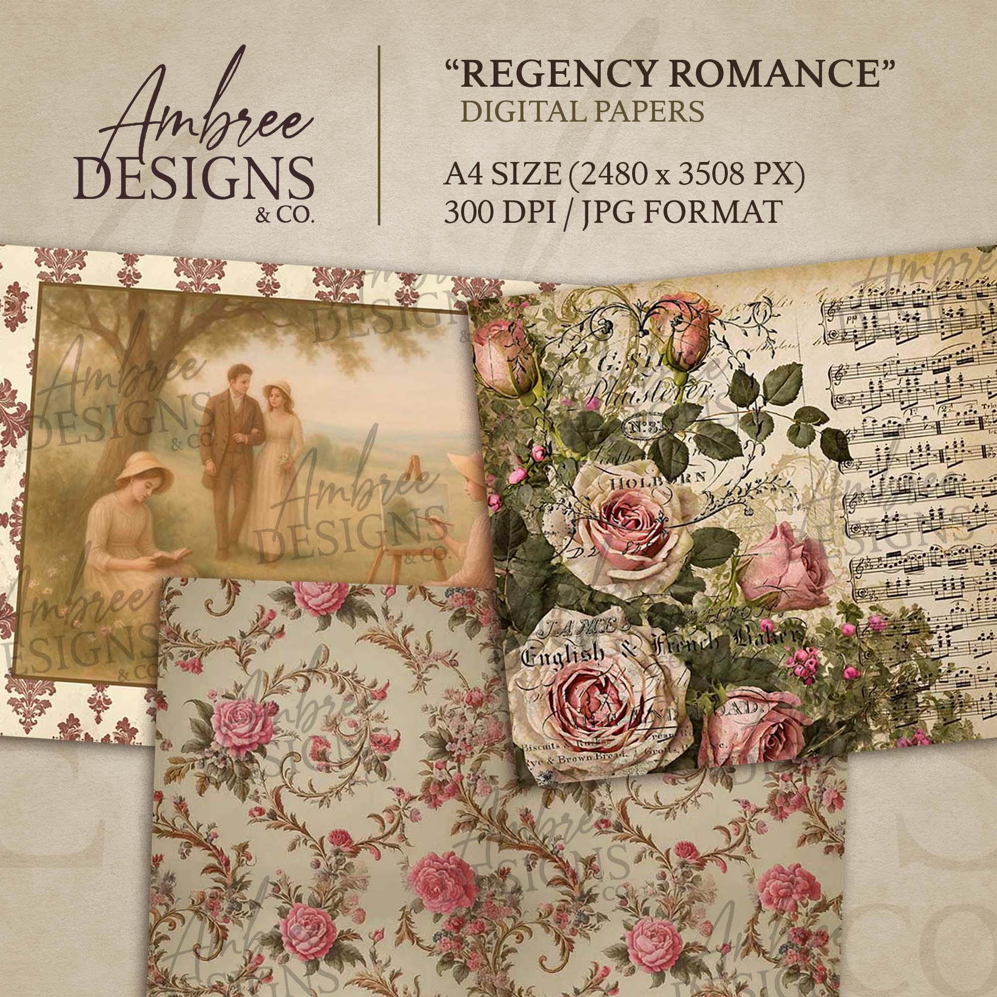 Recency Style Paper A4-size Regency Style Paper, Jane Austen Inspired, Elegant Romance ...