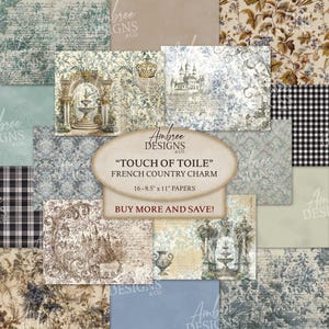 Papel higiénico atemporal, 8,5 x 11, encanto campestre francés, elegancia clásica, hermoso álbum de recortes, páginas de diario digital, tarjeta de felicitación romántica