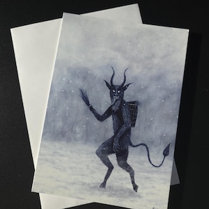 Krampus Greeting Card, The Reckoner, Folklore Christmas Card, Holiday Cards With Envelopes, Art Print, 5x7
