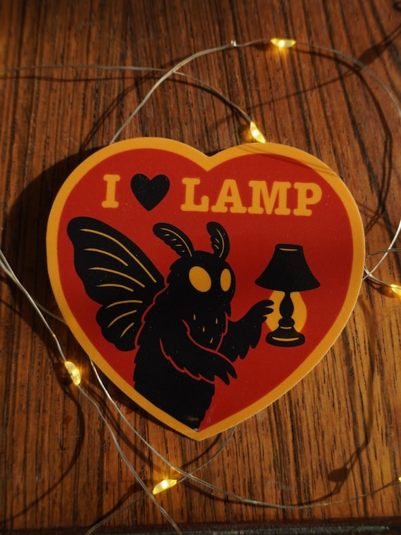 I Love Lamp Mothman Sticker, Cryptid Art, Cryptozoology, Waterproof Vinyl