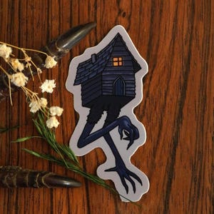 Baba Yaga Hut Sticker: Spooky Folklore Art, Waterproof Vinyl