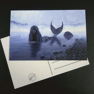The Temptress Postcard, Siren, Art Print Card 4x6, Dark Academia, Moody Art, Mermaid, Cryptid, Folklore