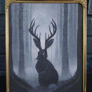 The Trickster Fine Art Print, Jackalope, Mythology, Cryptid Art, Gothic Decor, Housewarming Gift, Folklore