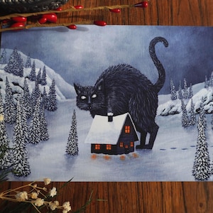 Yule Cat Fine Art Print: Nordic Folklore, Spooky Gothic Decor
