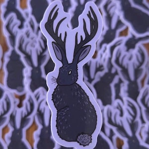 Trickster Jackalope Sticker: Waterproof Vinyl Cryptid Art