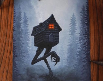 Impresión artística de la cabaña de la bruja Baba Yaga: decoración gótica cottagecore espeluznante