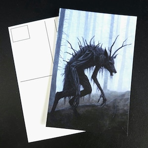 Carte postale The Hunter, carte d'impression d'art 4 x 6, Dark Academia, Mauvaise humeur, loup-garou, cryptide, folklore