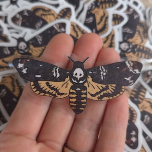 Sticker transparent sphinx tête de mort, art cottagecore, sticker horreur, sticker pour ordinateur portable, papeterie insecte, décoration alternative