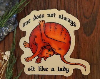 Sit Like A Lady Sticker, Medieval Art, Waterproof Vinyl