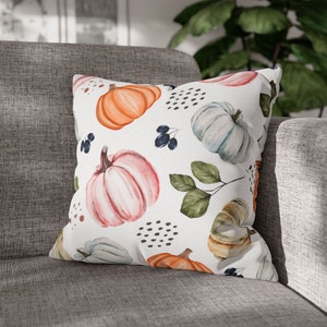 Fall Throw Pillow Cover, Rustic Boho Square Pillowcase, Thanksgiving Decor, Pumpkin Home Decor, Decorative Fall Pillow, Bedroom Pillow Shams