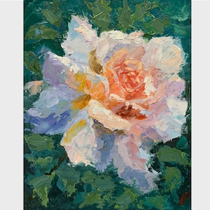 Pintura al óleo de flores Hermosa rosa colorida Impresionismo Paneles decorativos Arte original Regalo Decoración de pared Impasto 10x8 inc Elena Boyko