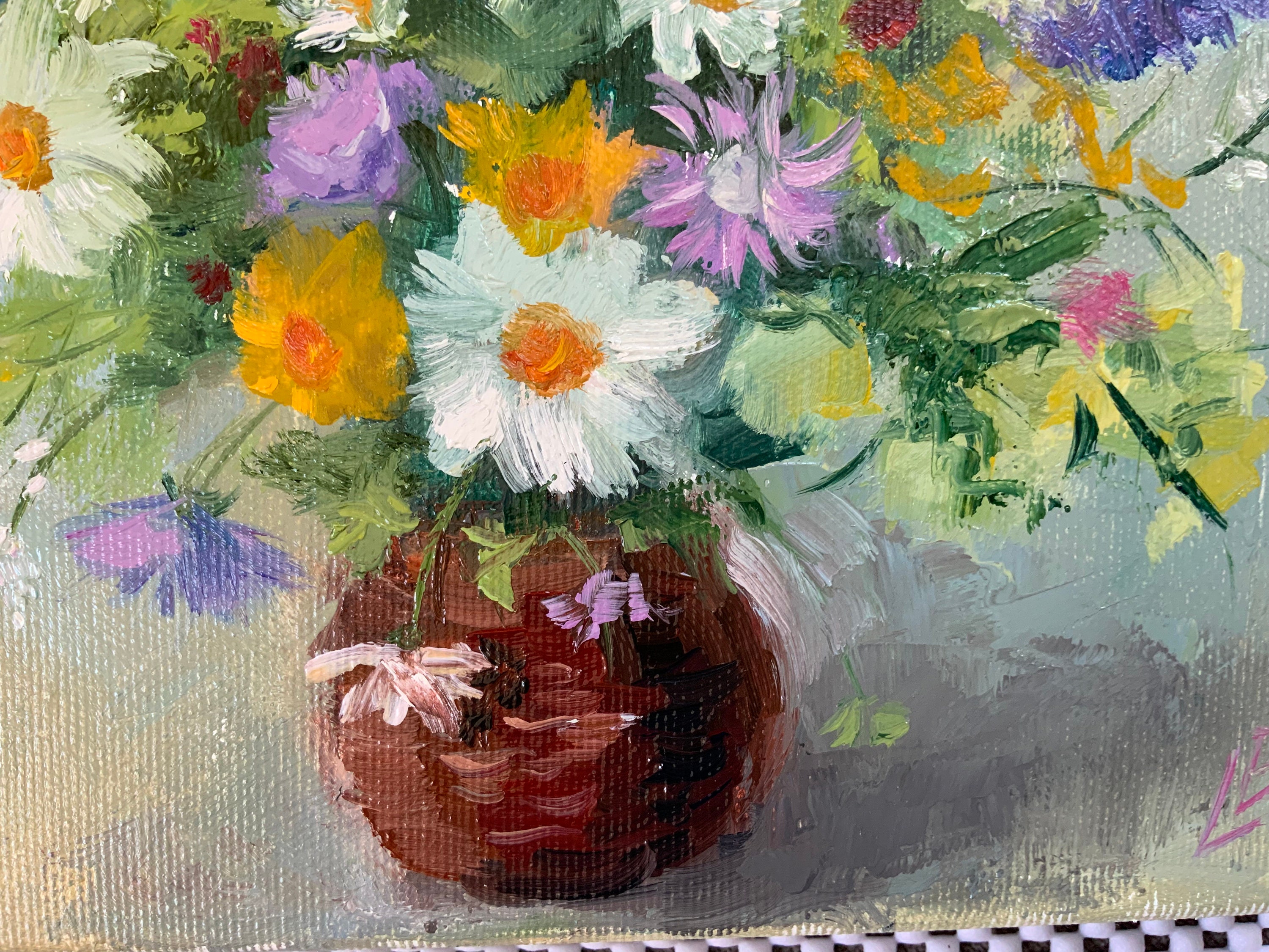 Flower Oil Painting Bouquet of Wild Flowers Still Life