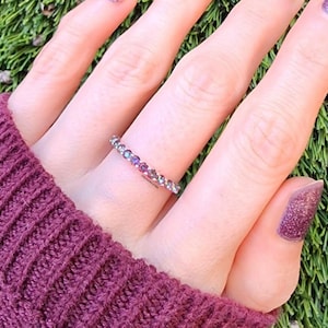 Half Eternity Band Alexandrite , June Birthstone Half Eternity Band, Color Changing Alexandrite Ring, Alexandrite Wedding Band