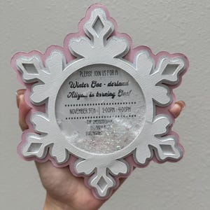 Invitation flocon de neige | Faire-part hiver One-derland | faire-part 1er anniversaire de flocon de neige | Invitation baby shower flocon de neige |