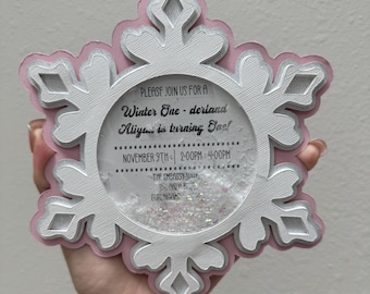 Snowflake Shaker Invitation: Winter One-derland, Birthday, Baby Shower