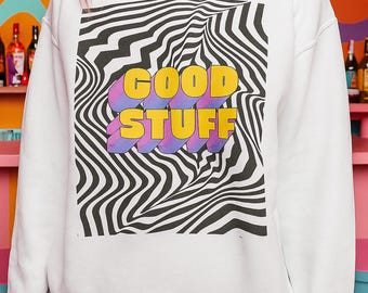 Trippy Statement Sweatshirt, Psychedelic Crewneck Jumper, Graphic Pullover, Unique Sweater, Colorful Top for Men and Women
