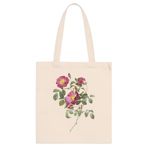 Vintage Painted Flower Pretty Tote Bag, Floral Tote Bag, Vintage Tote Bag, Flower Print Tote Bag, Pretty Tote Bag, Stylish Tote Bag for