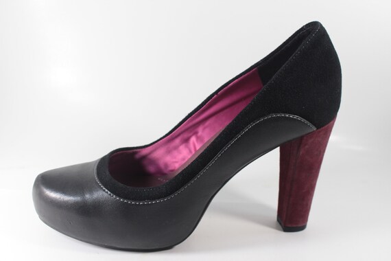 4ins Black and Purple Suede Hush Puppies Pumps. F… - image 2