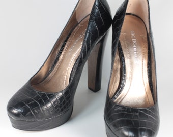 5ins Black Leather BCBG High Heel Pumps