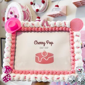 Pink Disco Cowgirl Fake Cake Picture Frame: Decoden Photo Holder