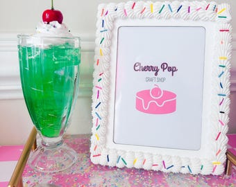 Fake Cake Picture Frame: Sprinkled Icing Photo Holder Decoden