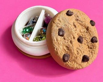 Chocolate Chip Cookie Pill Holder Larger AM PM | 3D Printed | Travel Case Container