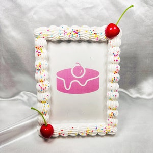 Fake Cake Photo Frame 4x6 5x7 8x10 11x14 with Cherries & Sprinkles | Cute Wall Decor Picture