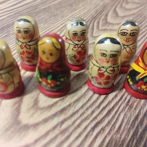 Matryoshka mini USSR doll Souvenir Handmade in Ukraine Vintage set of 7 pcs.