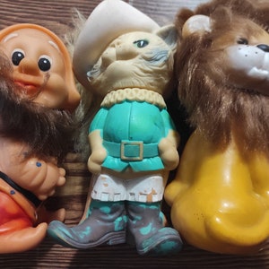 Vintage soviet toys  cartoon characters made in the Souvenir USSR and rubber. Set of 3 pieces.