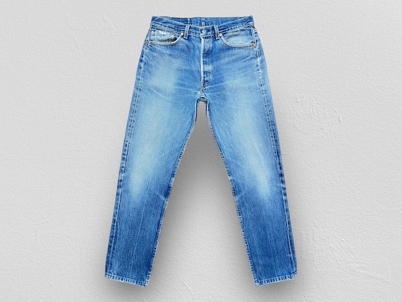 VINTAGE 80s Levis 501 Rare Blank Red Tab Denim Jeans Custom