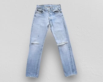 Jeans Levi's 501 USA Made Red Ear Vintage Années 80 - Taille W35, Denim Redline Du Japon, Occasion Très Bon état
