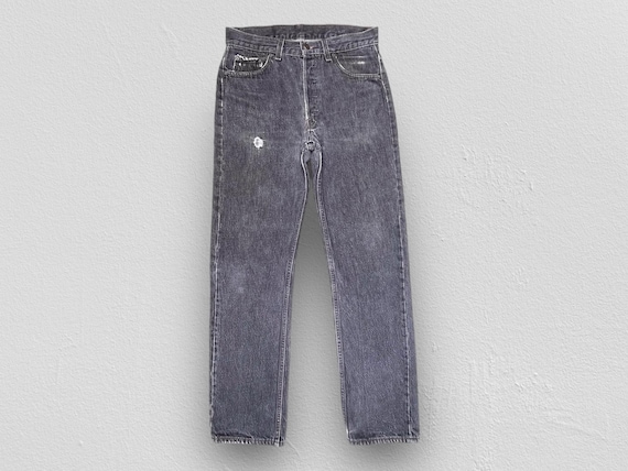 Buy VINTAGE 80s Levis 501 Red Tab Black Denim Jeans Non Selvedge  