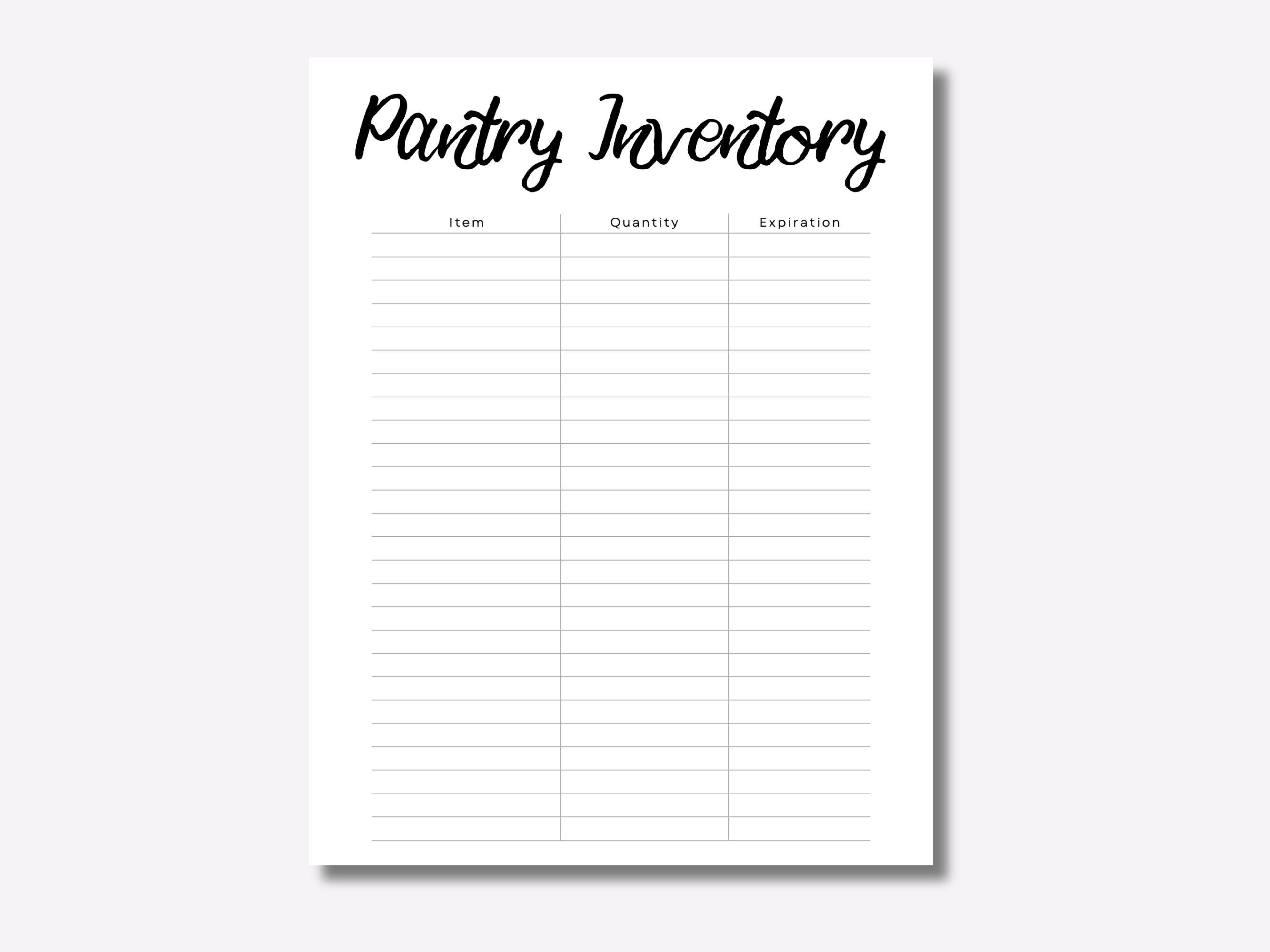 Instant Download Pantry Inventory Pantry List Pantry Inventory ...
