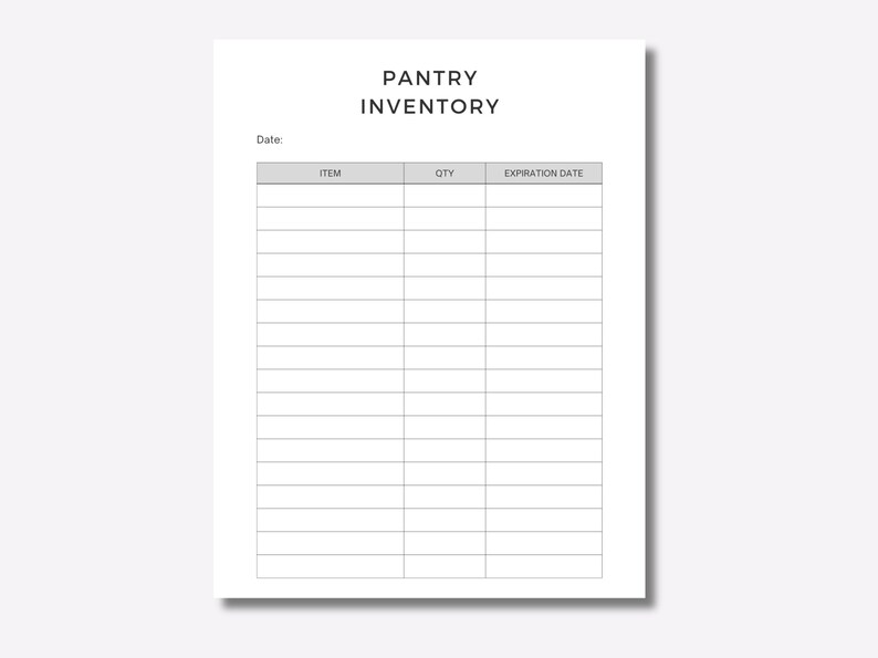 Instant Download Pantry Inventory Pantry List Pantry Inventory