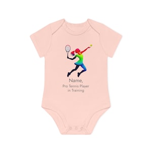 Personalized Tennis Player Baby Organic Short Sleeve Bodysuit