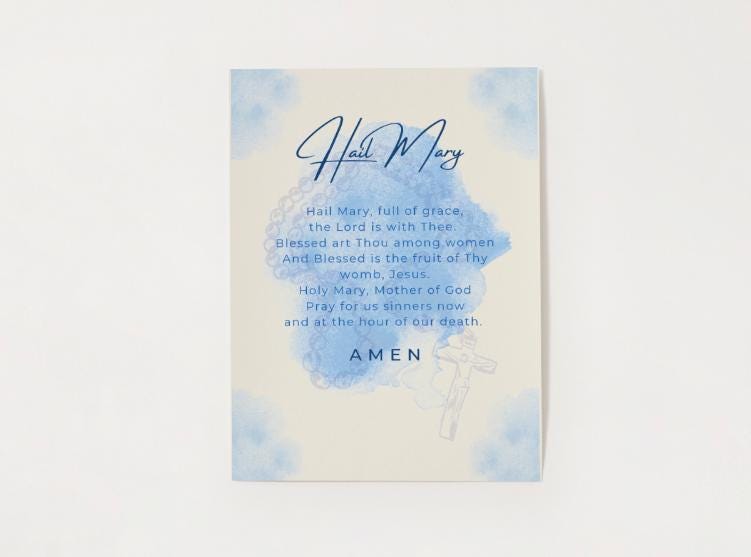 Hail Mary Prayer Printable | Catholic Wall Art | Rosary Art Print ...
