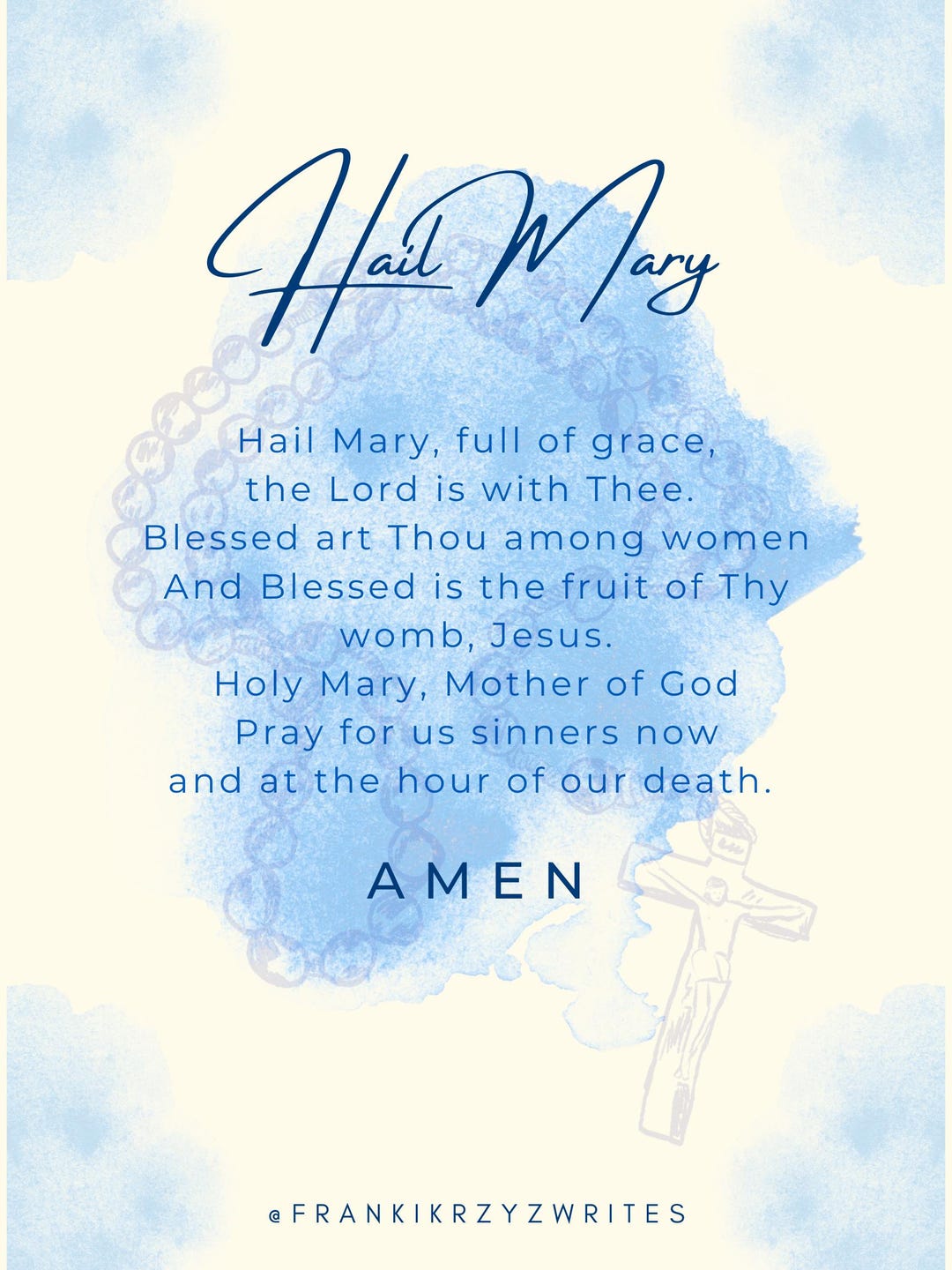 Hail Mary Prayer Printable | Catholic Wall Art | Rosary Art Print ...