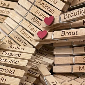 Personalisierte Wäscheklammern - Tischkarten - Hochzeitsdeko - Sitzplan - Gastgeschenk - Oktoberfest -Glupperl