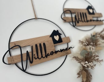 Türkranz Willkommen Welcome - Eingangsschild - Klötzchen - Holz Deko - schlicht - rustikal