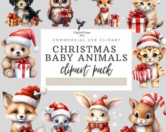 Aquarell Weihnachten Clipart: Wald PNG Bundle (digitaler Download)