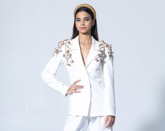 White Suit (Jacket & Trousers) with gold embroidery