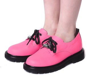 Pink kids leather shoes AKEL