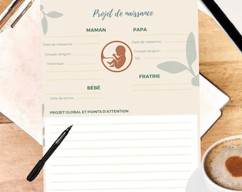 Projet de naissance en français // Birth Plan in French - Thème floral