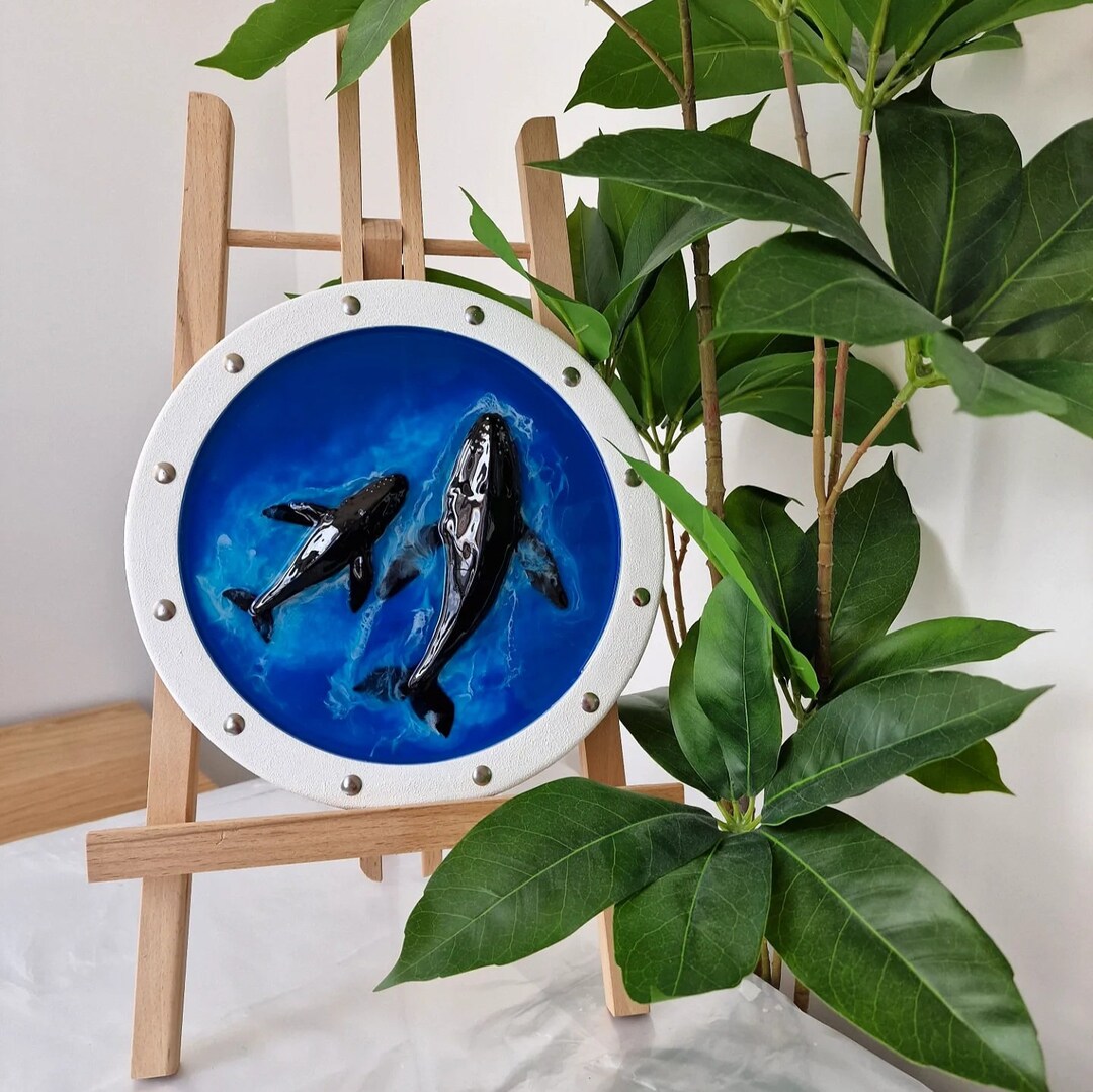 Resin Sea With Whales Wall Art Epoxy Resin Art 3D Resin Etsy