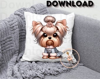 Niedliche Boujee Yorkie Welpen PNG Clipart Grafik DIY Handwerk Sublimation tee Design Hund Mama Shirt Mama Tumbler vornehm trendige Yorkshire Terrier