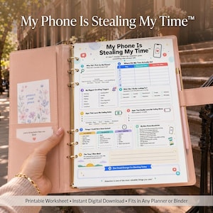 My Phone Is Stealing My Time Screen Time Tracker ADHD Focus Reset Digital Detox Executive Function Attention Planner stop doomscrolling