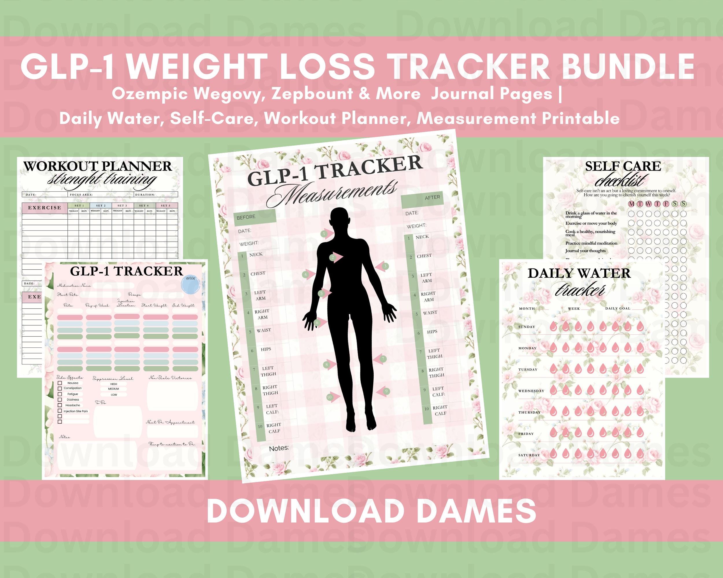 glp 1 weight loss chart Glp1 Weight and Measurement Tracker