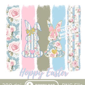 Hübsches Hoppy Ostern Pinselstriche Pastell Blumenmuster Trendy Faux Glitter Bunny Ostern Pinselstrich Frühling Ostern Shabby Chic Coquette Png