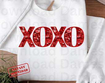 Faux Glitter XoXo Png Valentinstag Sublimationsdesign Pailletten Glitzer Becherverpackung Amor Tshirt Grafik Retro Valentine Liebe Digital